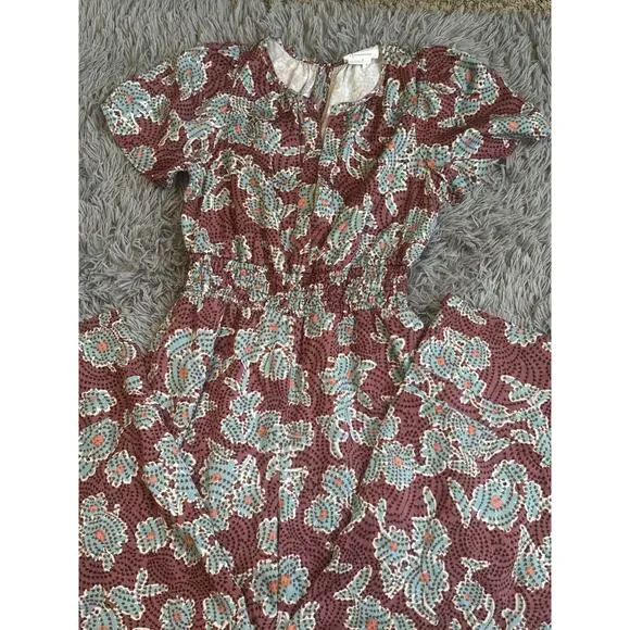 Anthropologie Jumpsuit Womens Small Mauve The Somerset Ruched Short Sleeve - Picture 6 of 16